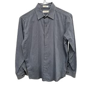 Calvin Klein Boys’ Size 16 Navy Striped Button-Down Shirt - Like New